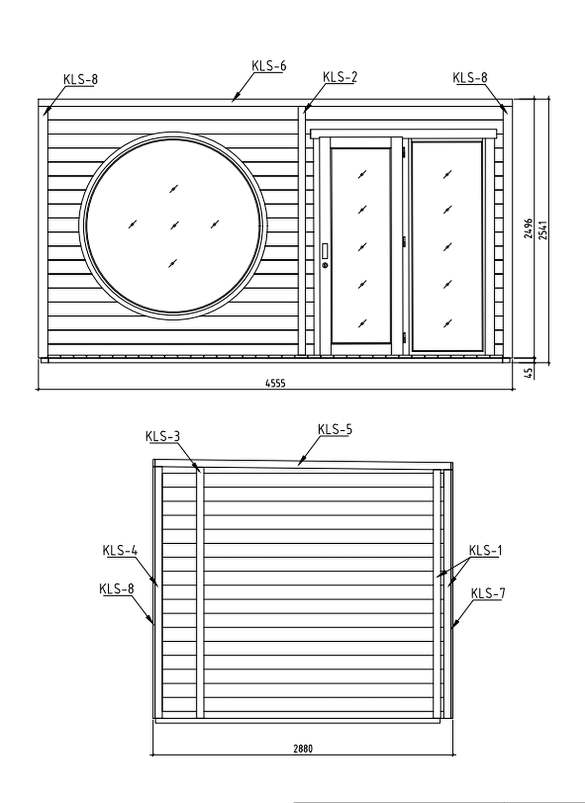 Outdoor Sauna with Black Mirror Glass Front