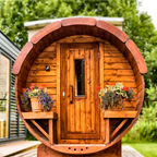 2–4 Person Compact Outdoor Barrel Sauna with Optional Terrace