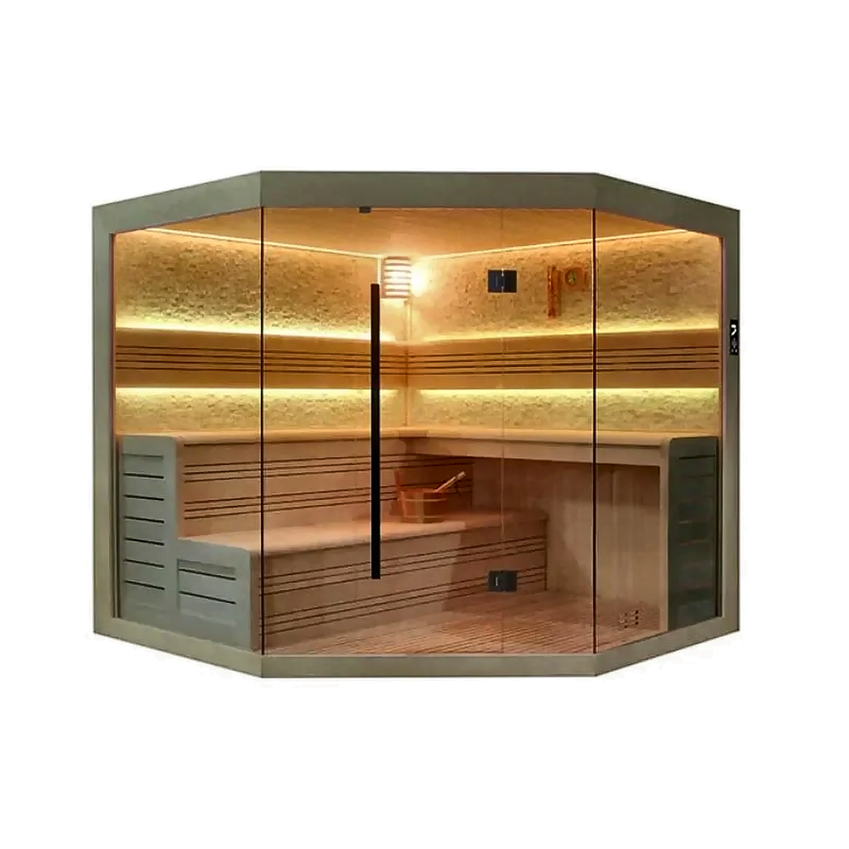 Luxury Indoor Finnish Sauna — 4–6 Person with Color Lighting