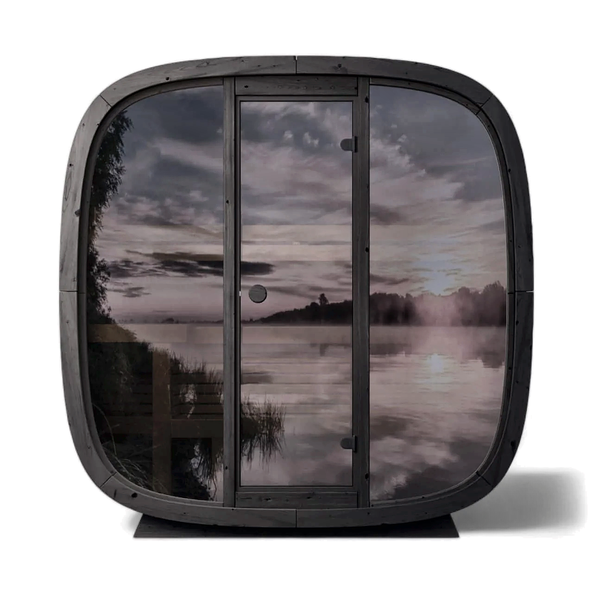 4 Person Black Cube Outdoor Sauna with Wi-Fi Heater Control