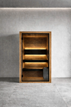 Compact One Person Indoor Sauna with Dark Thermo Wood Finish