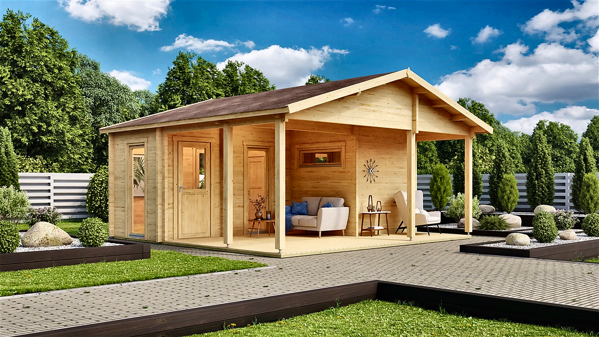 3-Room Nordic Sauna Cabin with Lounge and Terrace