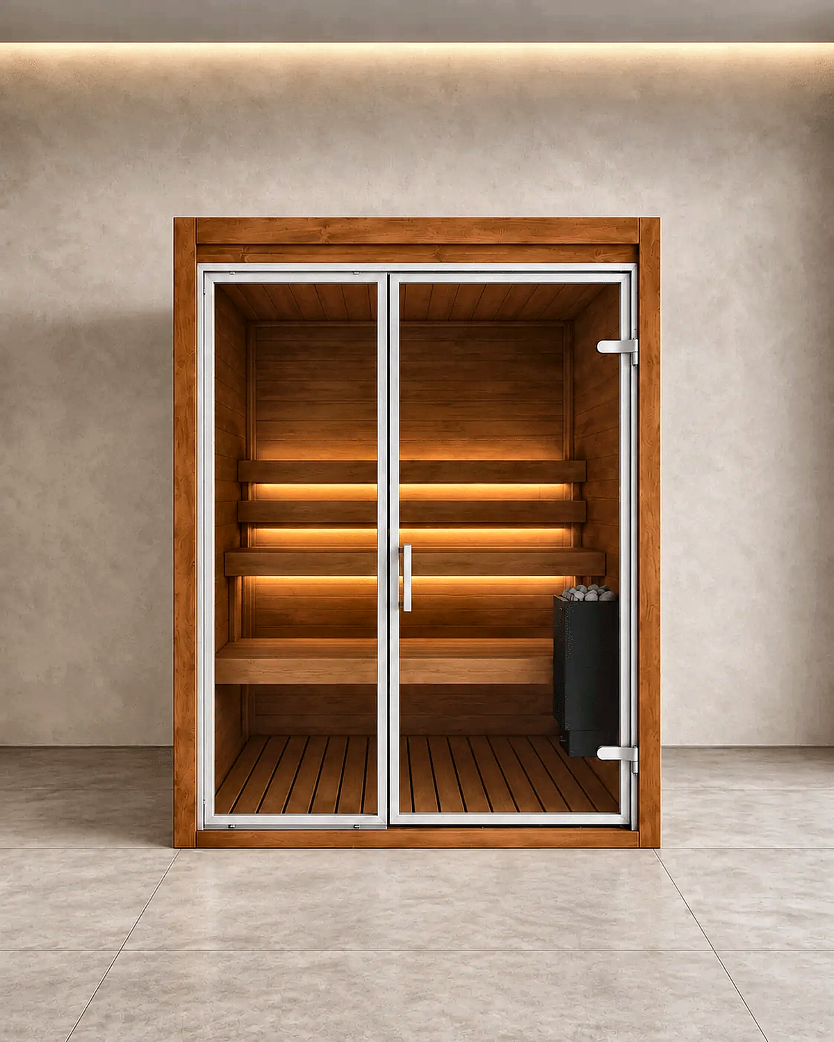 2 Person Indoor Traditional Sauna with Thermo Pine Walls