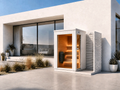 Compact Outdoor Sauna with Integrated Shower
