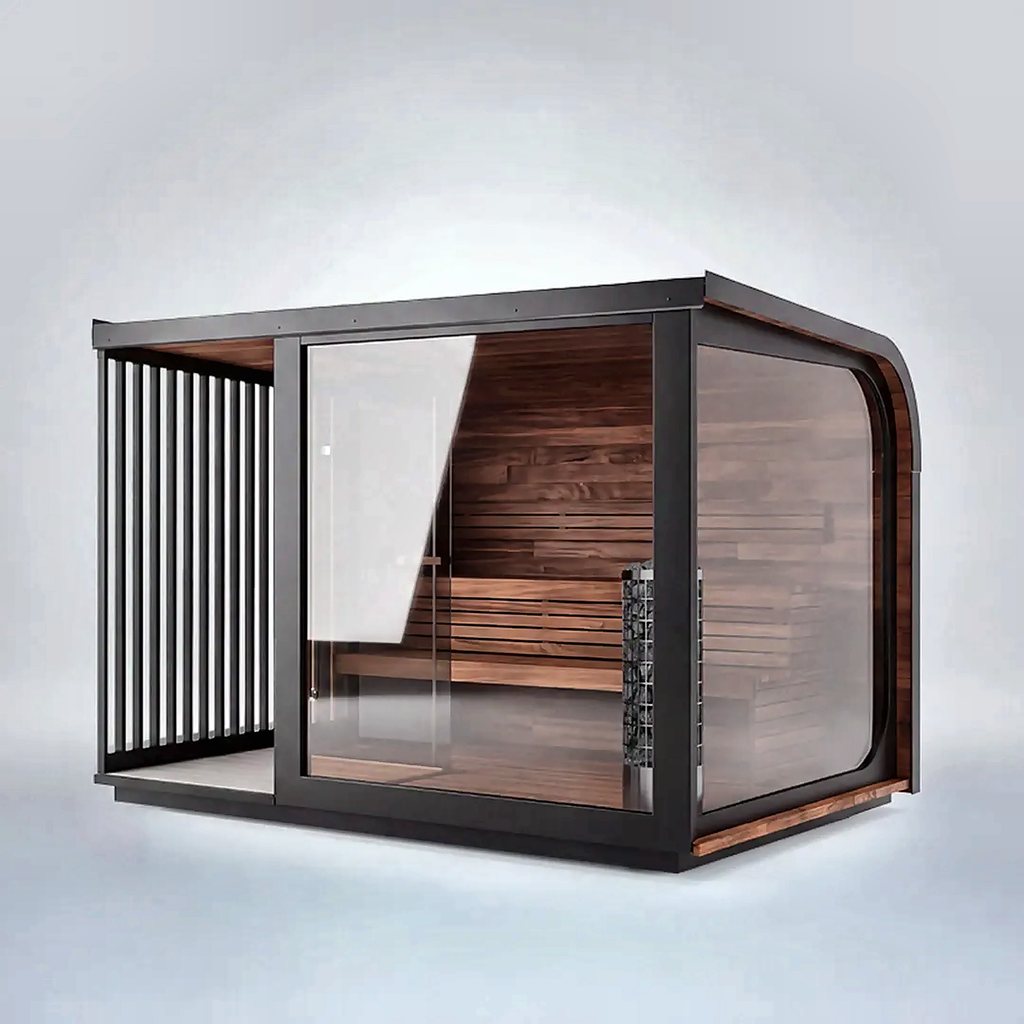 Large Outdoor Sauna with Built-In Shower