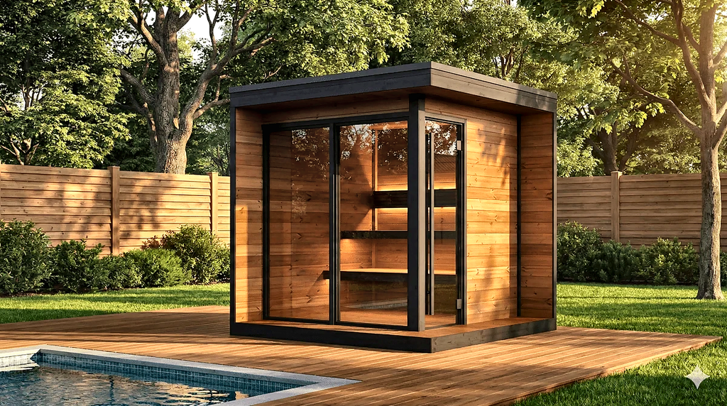 Large Dark Outdoor Sauna for Shared Use