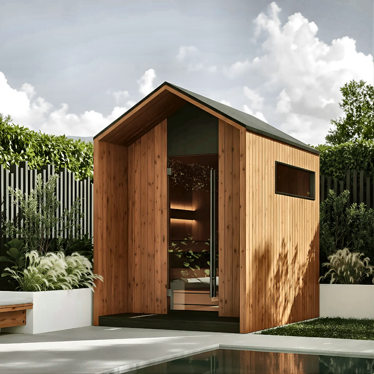 4–6 Person Nordic Outdoor Sauna with Opposing Benches