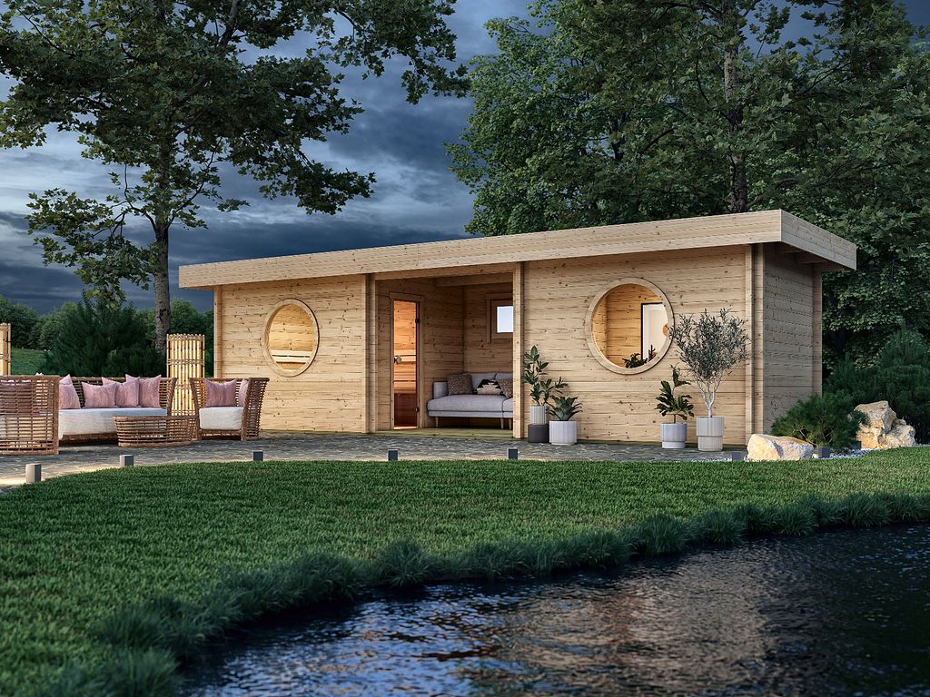 Modern Luxury Outdoor Log Sauna Cabin