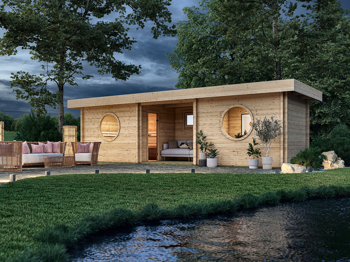 Modern Luxury Outdoor Log Sauna Cabin