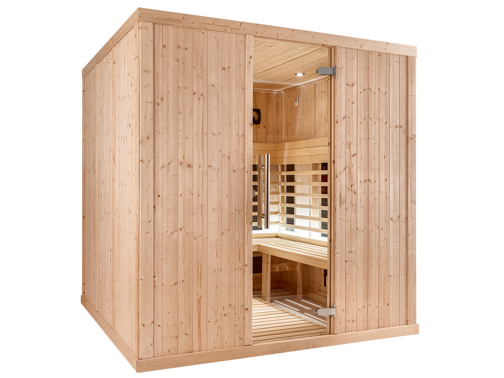 5 Person Square Indoor Infrared Sauna with L-Shaped Benches