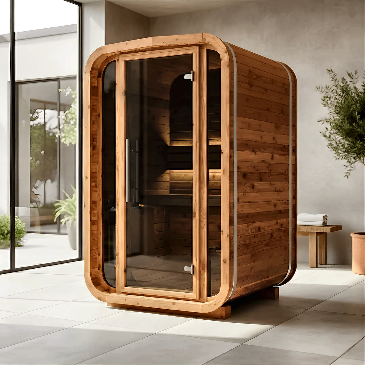 2 Person Indoor Cube Sauna with Thermo Spruce Construction