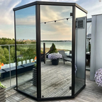 2–3 Person Compact Outdoor Sauna with Mirror-Glass Facade