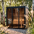 4 Person Outdoor Sauna Cabin with L-Shaped Benches