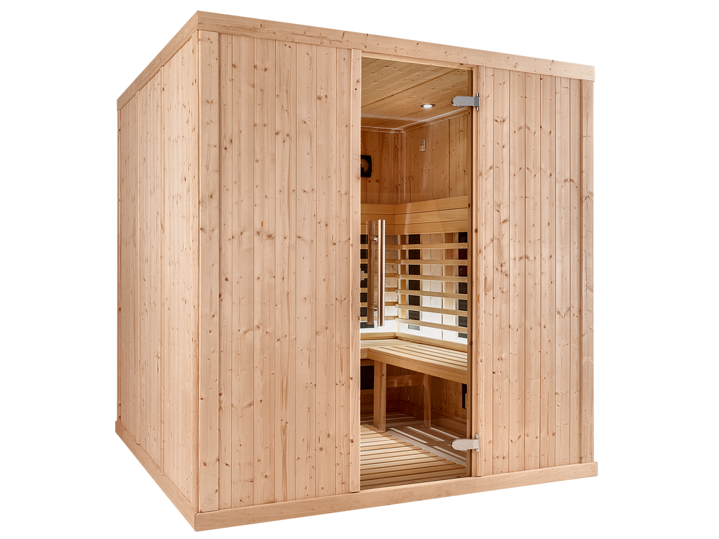 5 Person Square Indoor Infrared Sauna with L-Shaped Benches