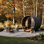 Black Barrel Sauna by Cartvora — 2–4 Person with Terrace