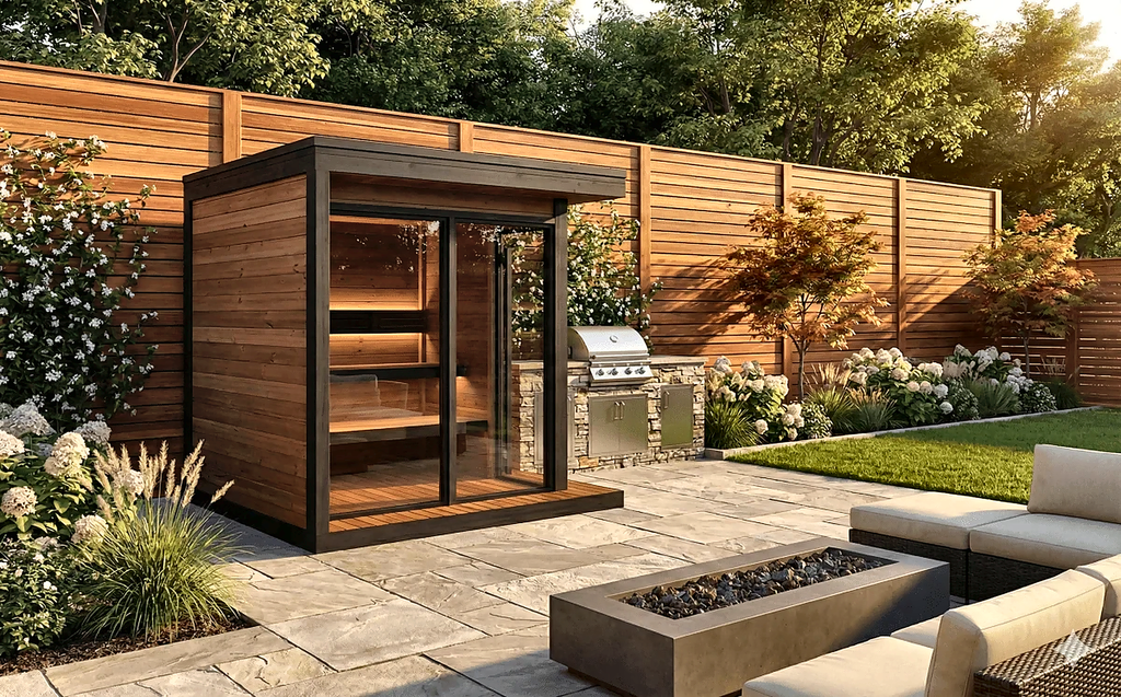 Large Dark Outdoor Sauna for Shared Use