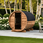 2–4 Person Compact Thermowood Barrel Sauna with Window