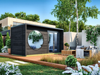 Outdoor Sauna with Black Mirror Glass Front
