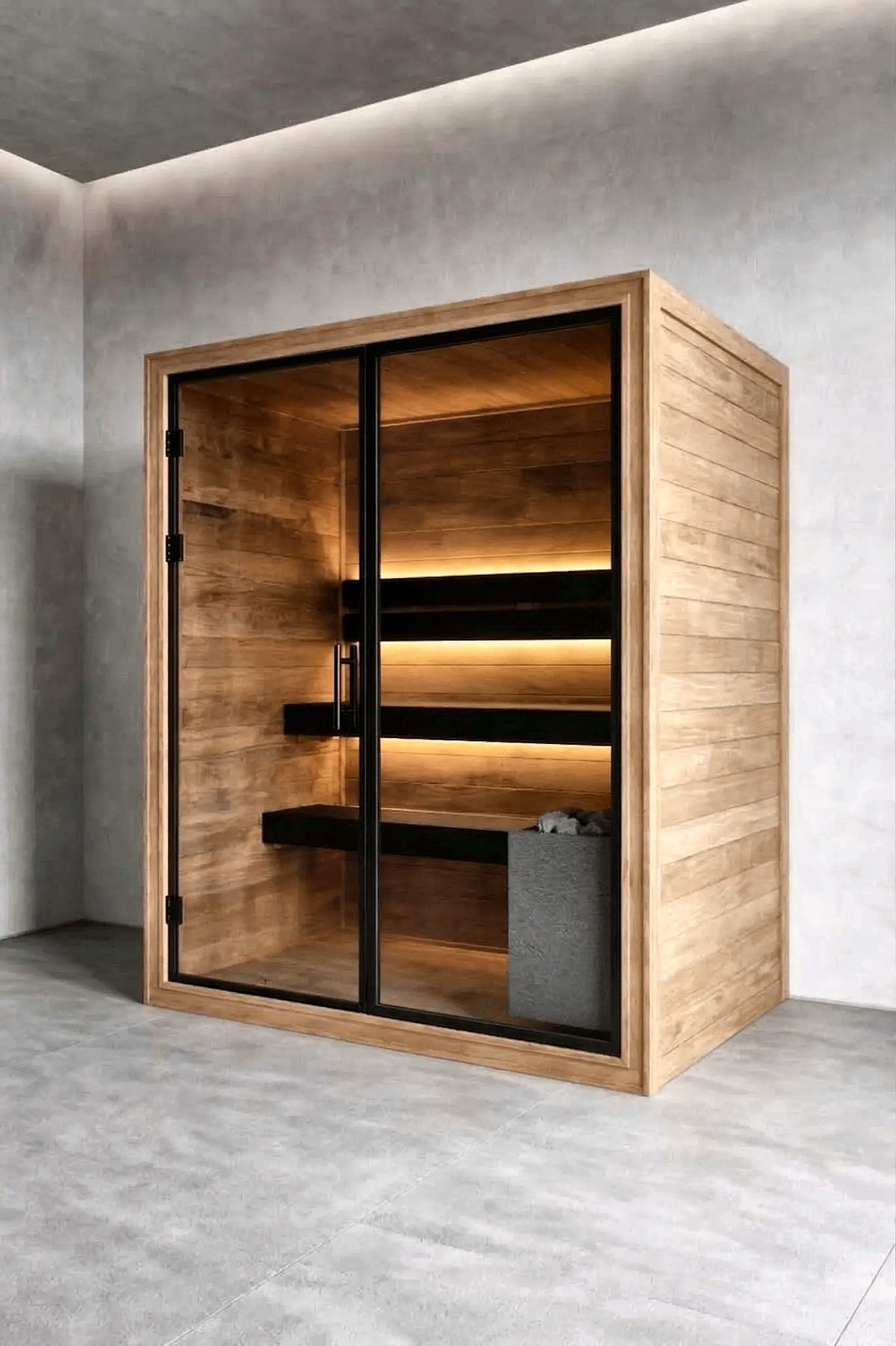 2 Person Indoor Sauna with Dark Thermo Wood Finish