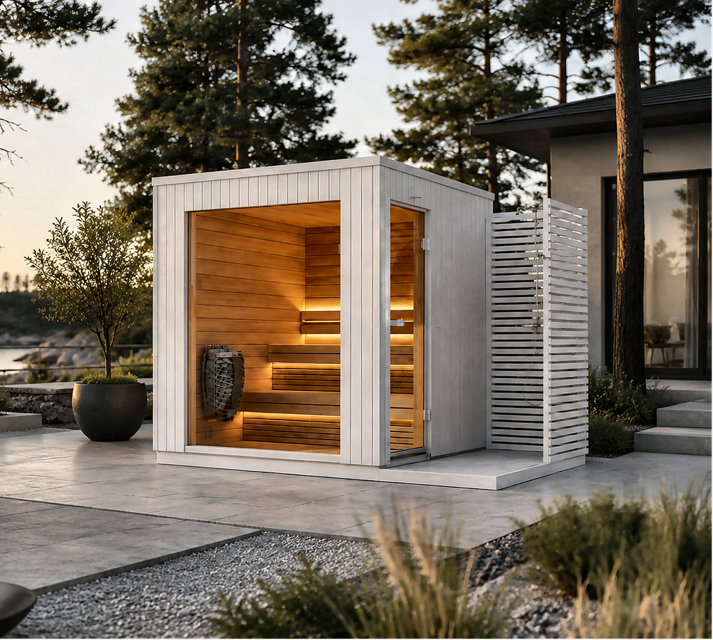 4 Person Outdoor Sauna with Integrated Shower