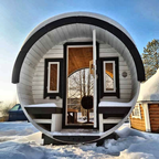 7–8 Person Luxury Thermowood Barrel Sauna with Panoramic Glass