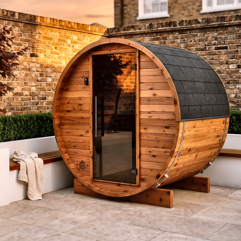 Compact Barrel Sauna by Cartvora — 2 Person Outdoor Sauna