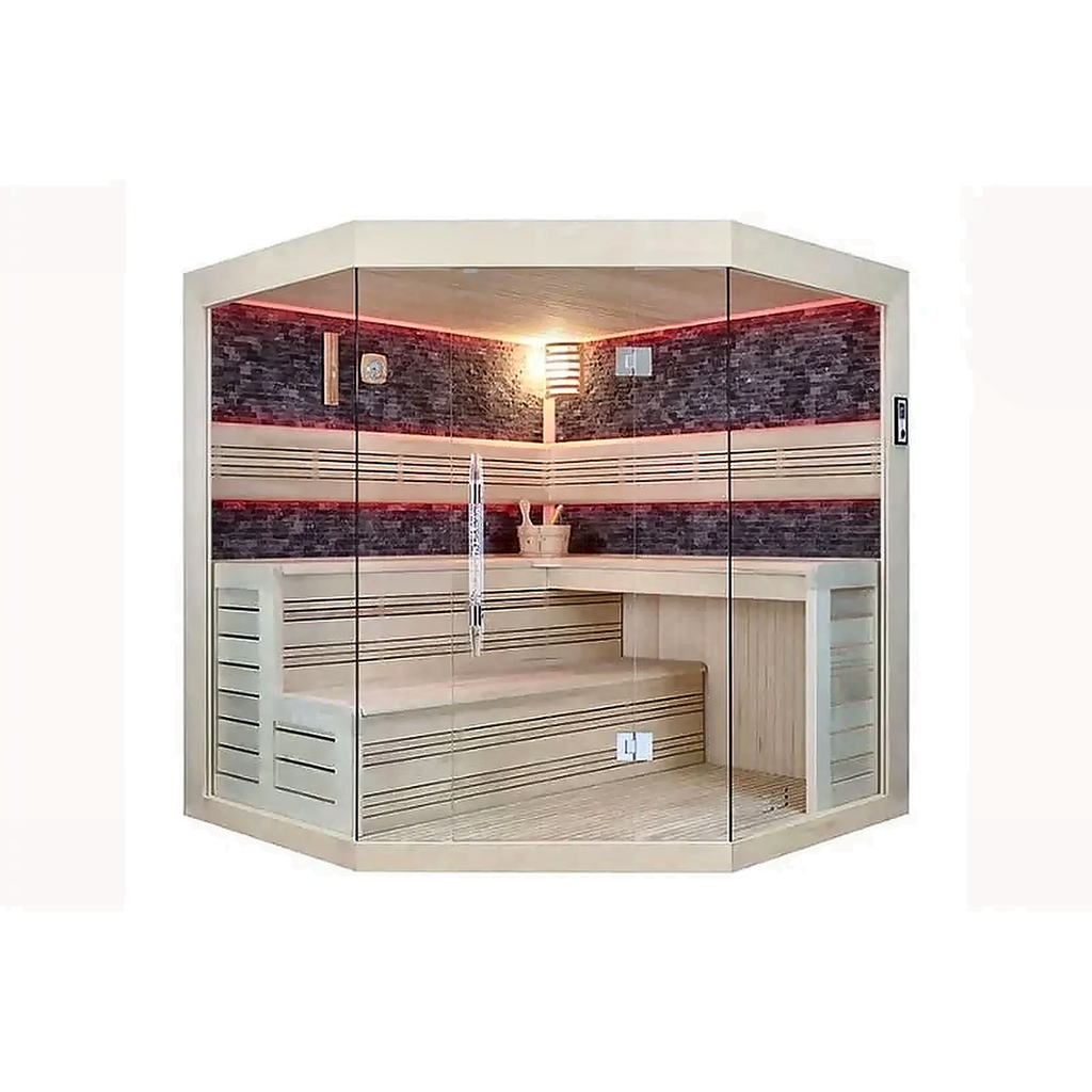 Luxury Indoor Finnish Sauna — 4–6 Person with Color Lighting