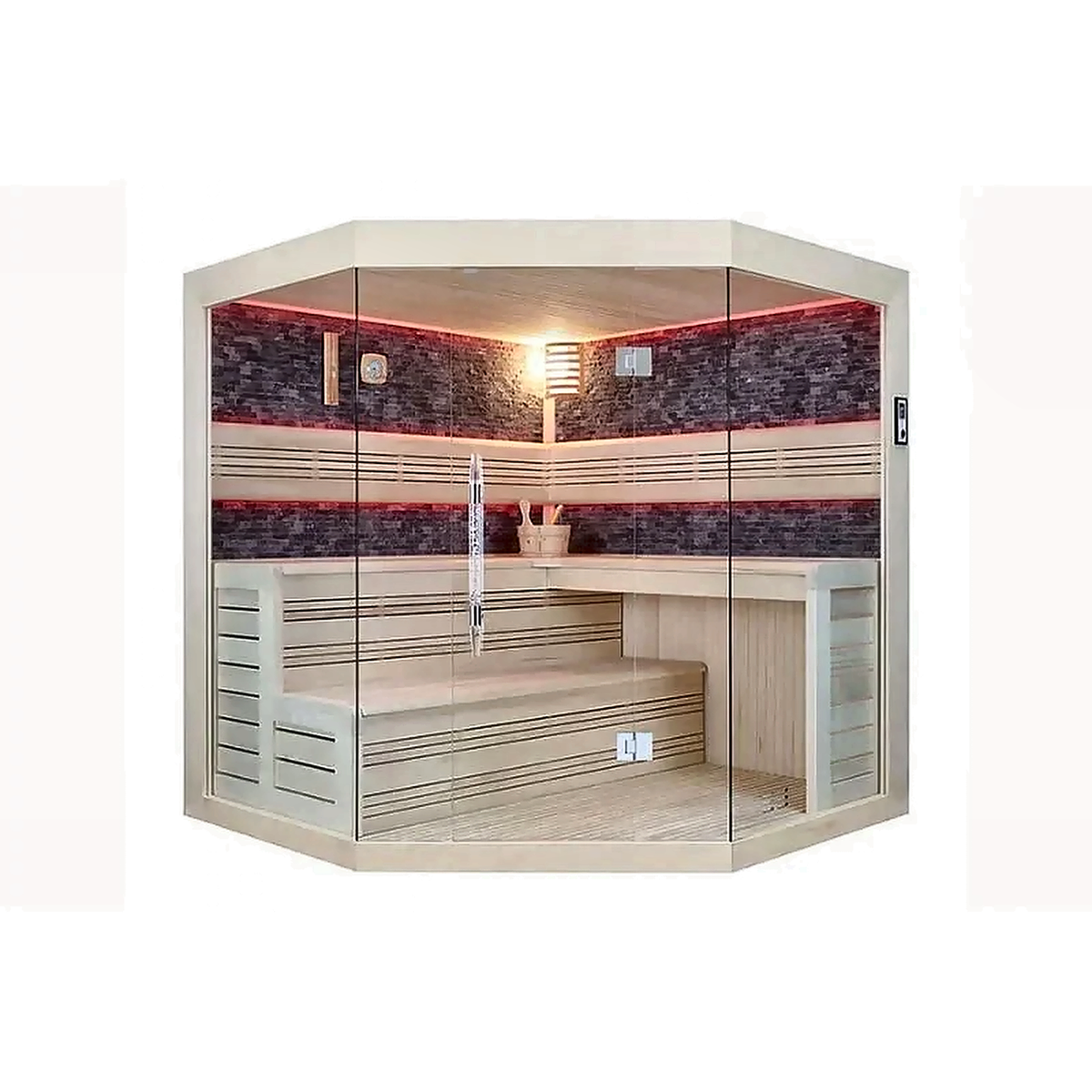 Luxury Indoor Finnish Sauna — 4–6 Person with Color Lighting