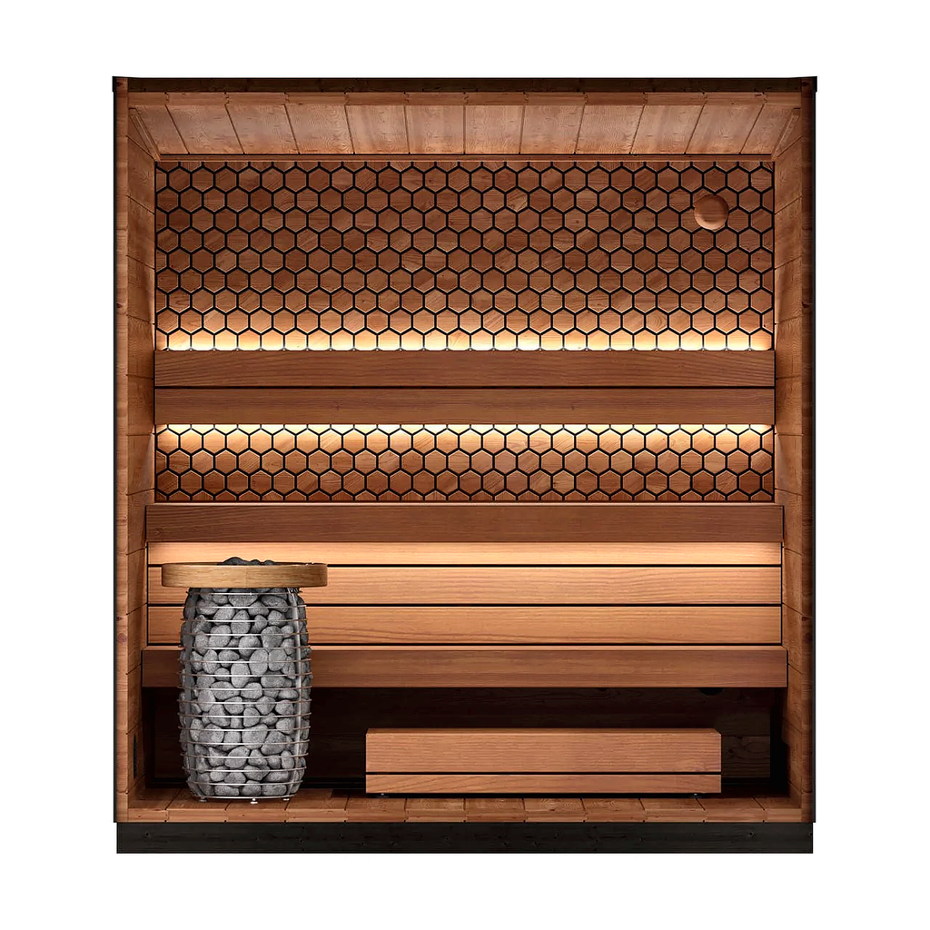 3–4 Person Compact Outdoor Sauna with Panoramic Glazing