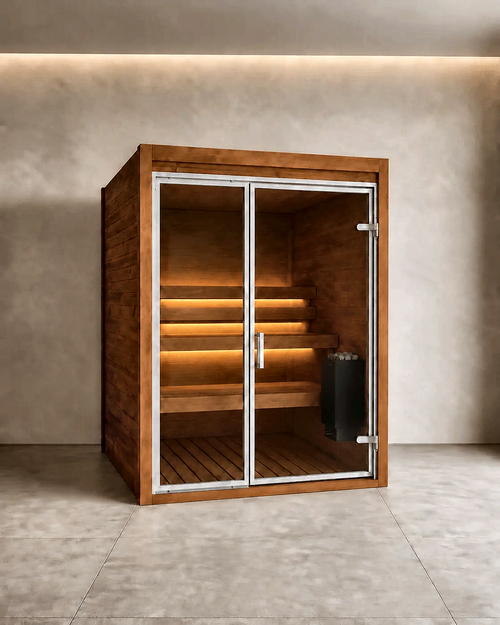 2 Person Indoor Traditional Sauna with Thermo Pine Walls