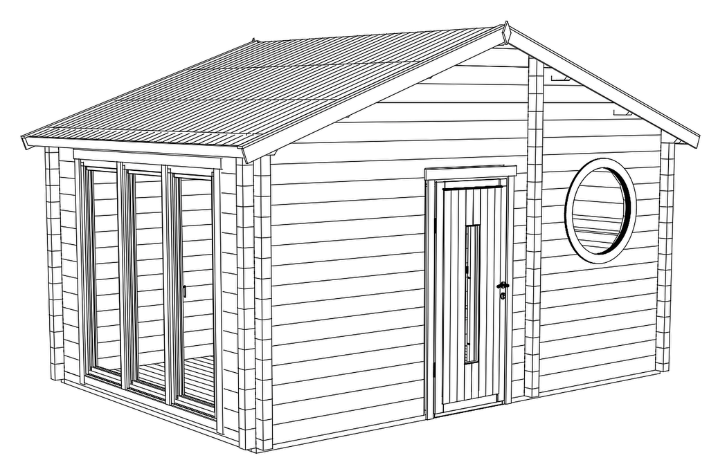 Spacious Wooden Garden Sauna with Separate Lounge