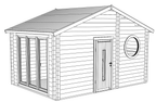 Spacious Wooden Garden Sauna with Separate Lounge