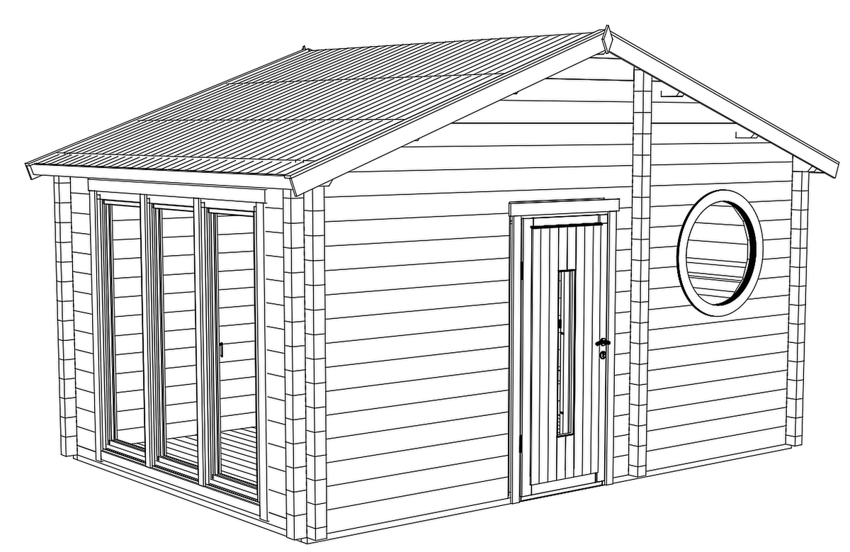 Spacious Wooden Garden Sauna with Separate Lounge
