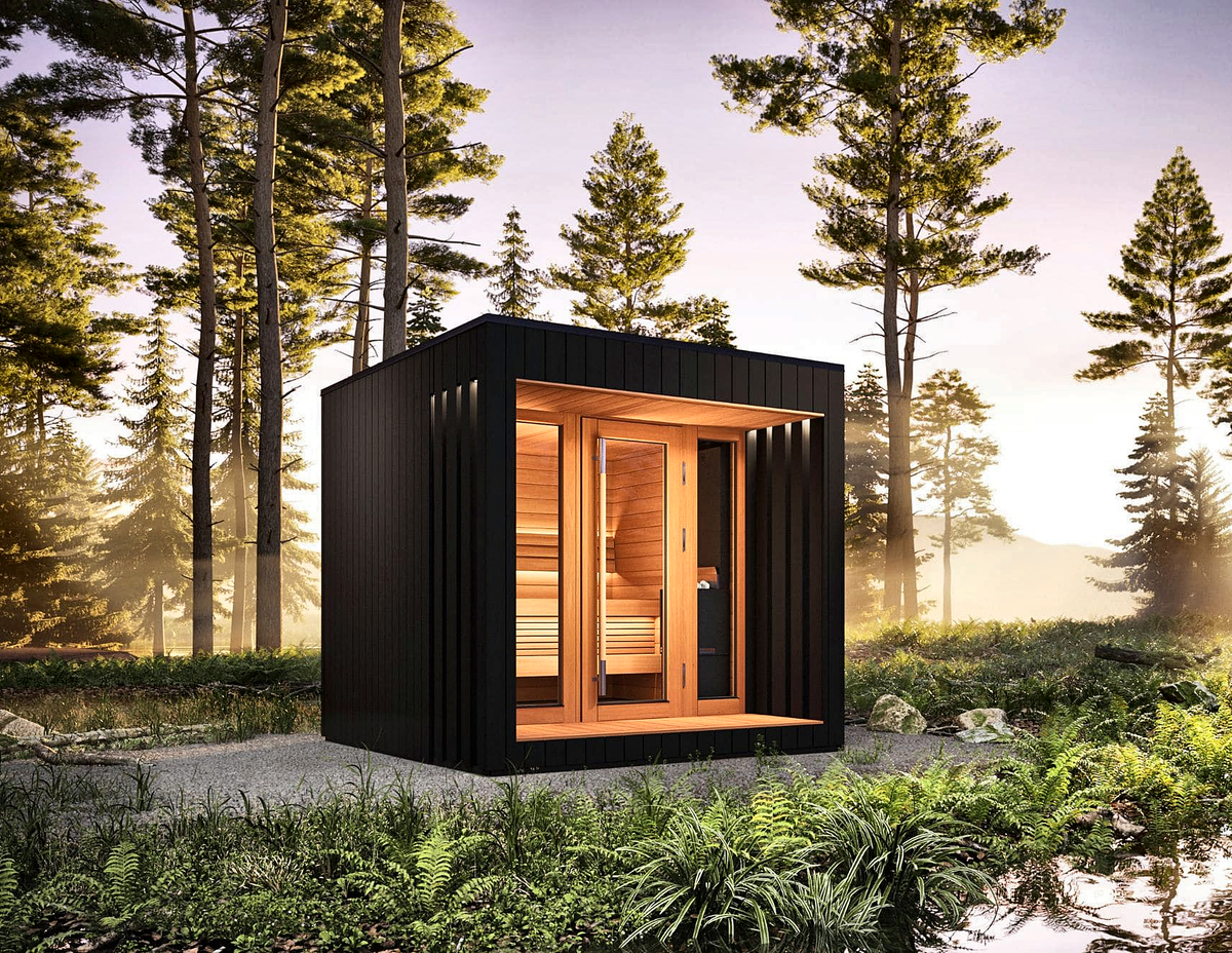 4 Person Outdoor Sauna with Covered Terrace