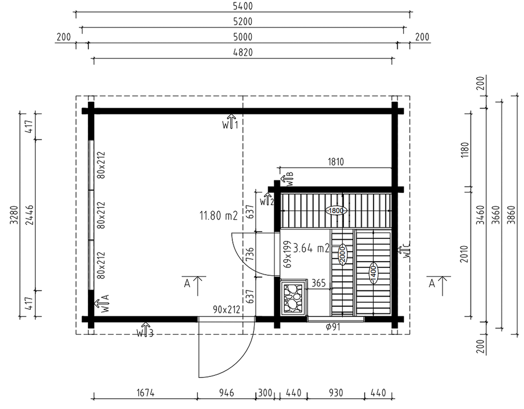 Spacious Wooden Garden Sauna with Separate Lounge