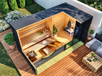 Outdoor Sauna with Black Mirror Glass Front
