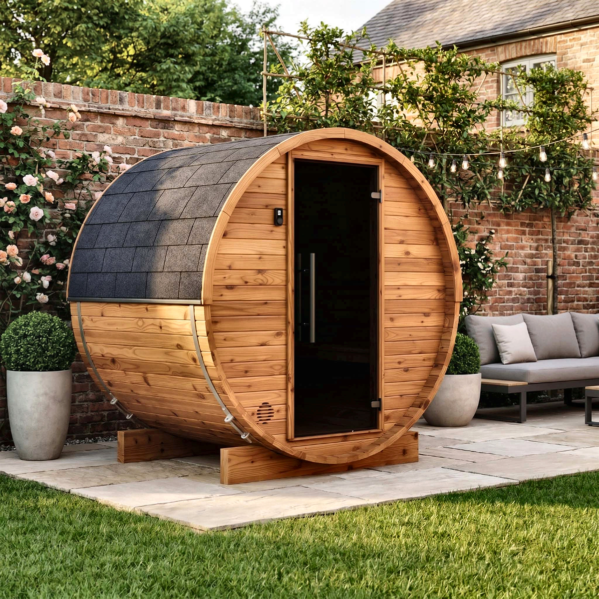 Compact Barrel Sauna by Cartvora — 2 Person Outdoor Sauna