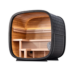 4 Person Black Cube Outdoor Sauna with Wi-Fi Heater Control
