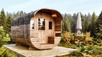 4–6 Person Thermowood Barrel Sauna with Changing Room and Terrace