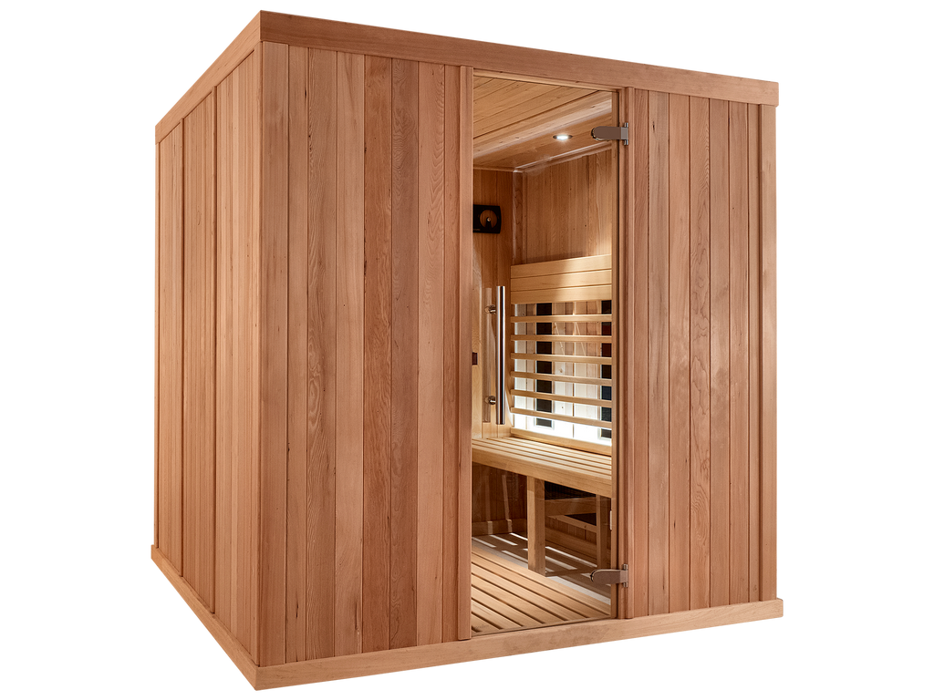 5 Person Square Indoor Infrared Sauna with L-Shaped Benches