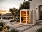 Compact Outdoor Sauna with Integrated Shower