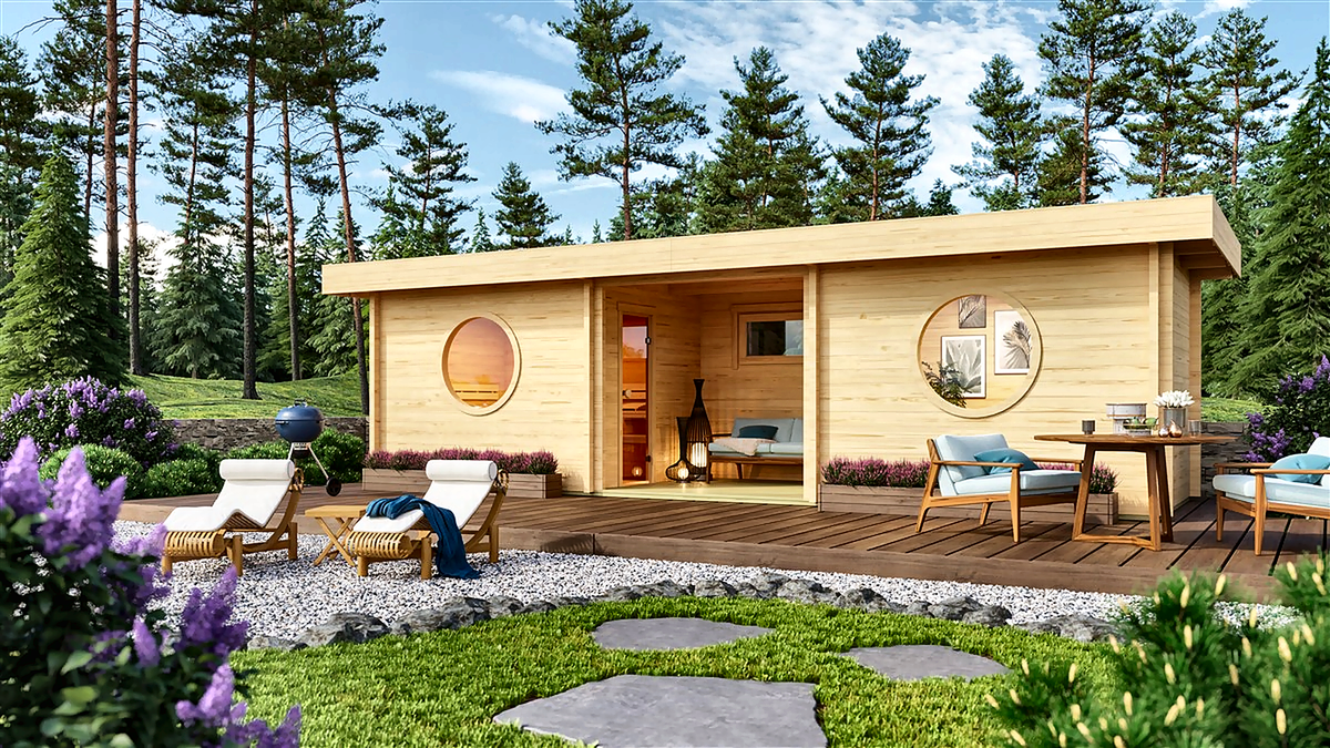 Modern Luxury Outdoor Log Sauna Cabin