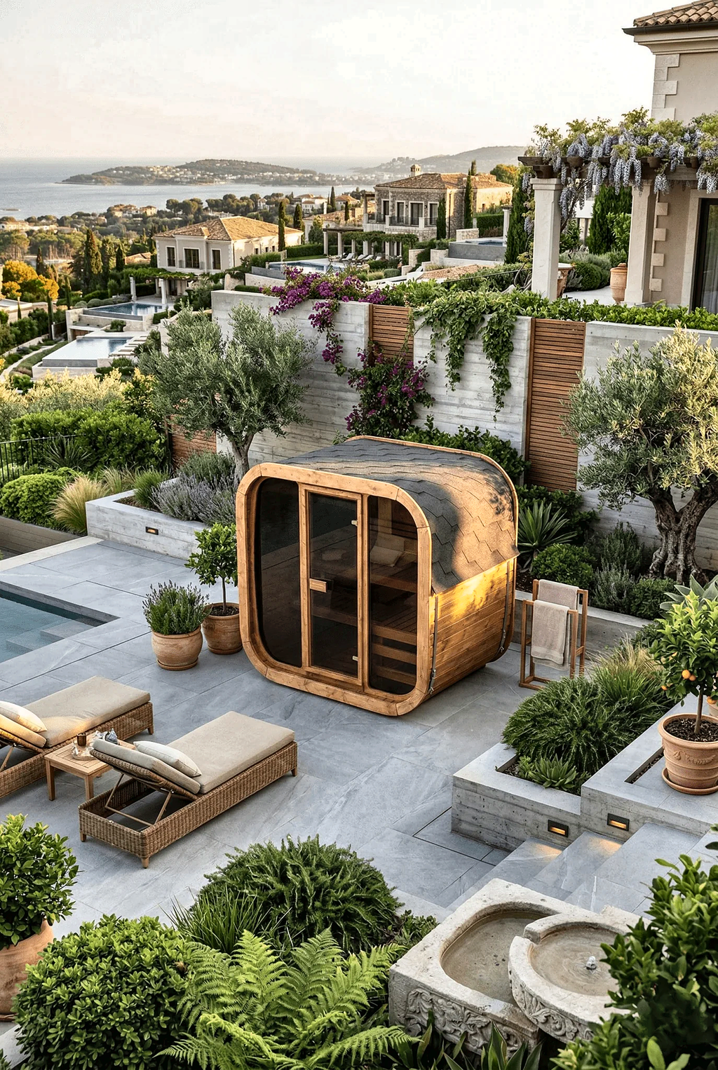 Compact Nordic Outdoor Sauna with Glass Front