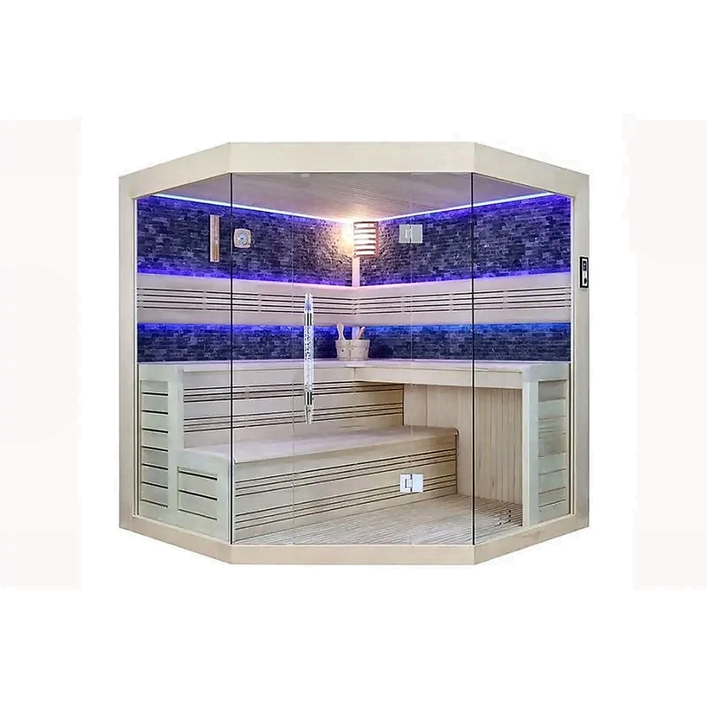 Luxury Indoor Finnish Sauna — 4–6 Person with Color Lighting