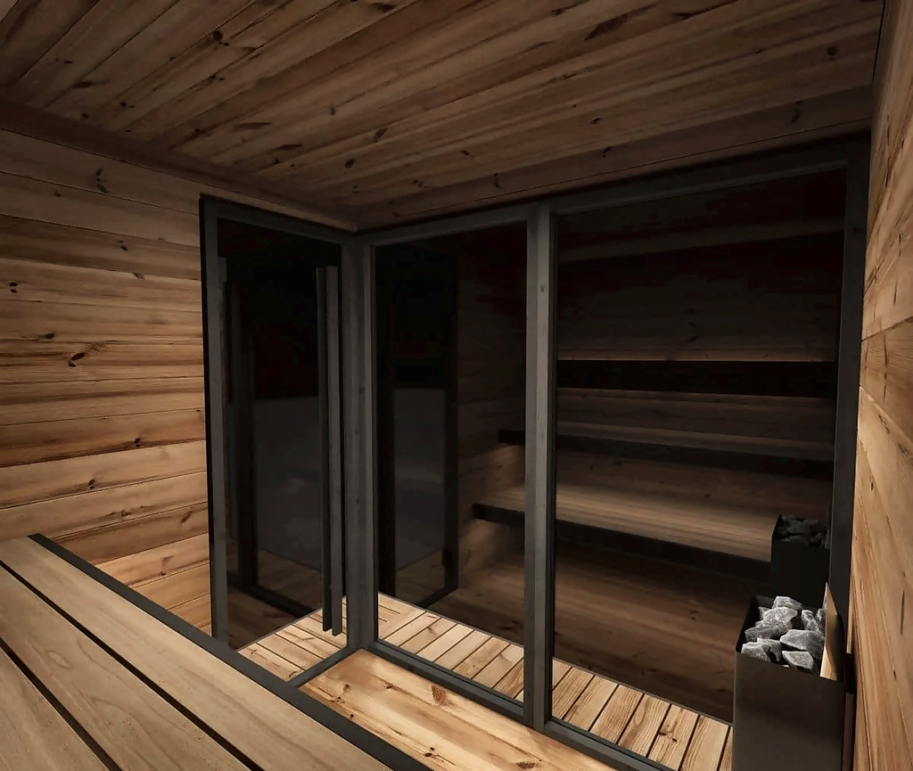 Large Dark Outdoor Sauna for Shared Use