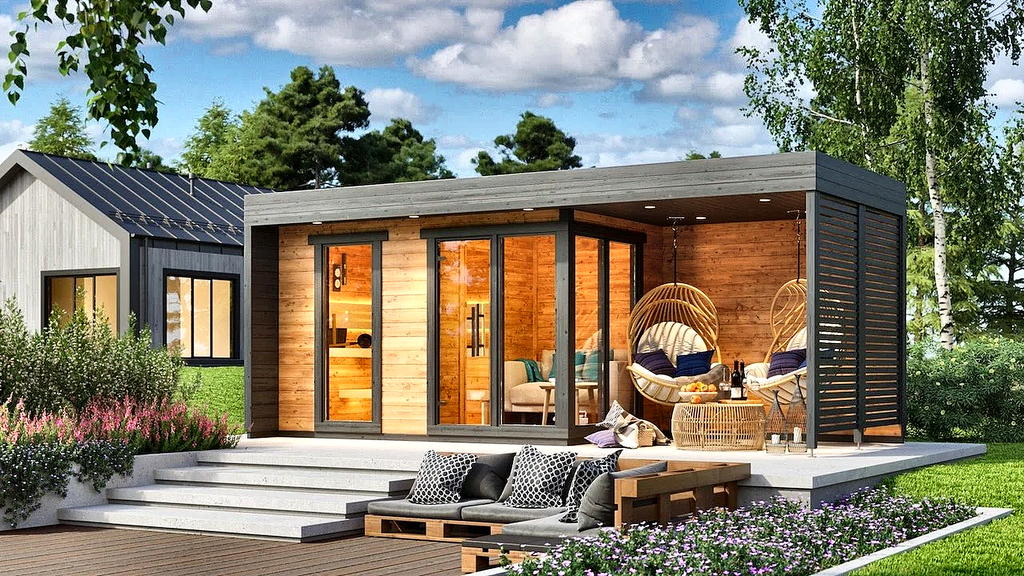 5 Person Large Outdoor Sauna with Long-Format Design