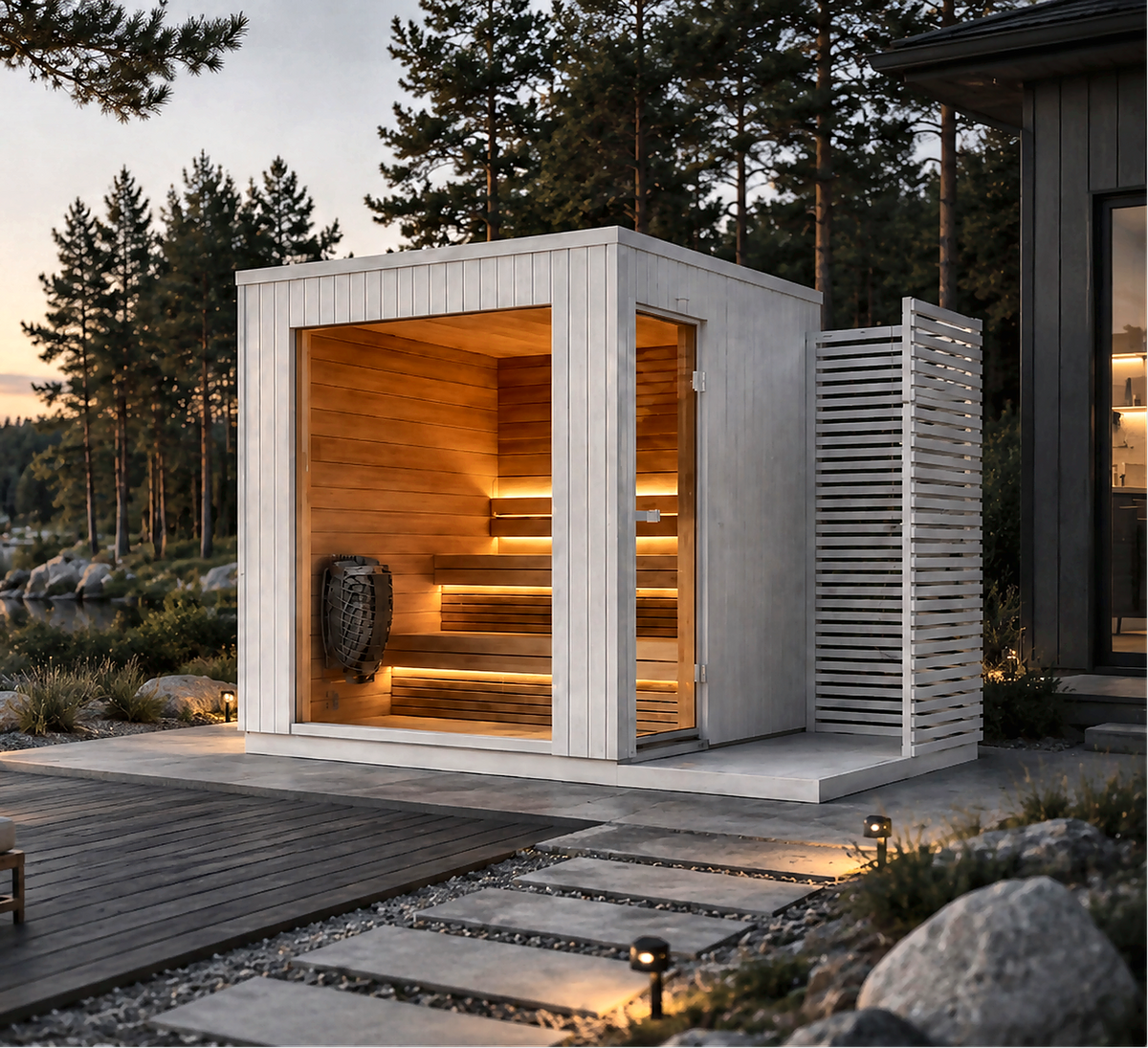 4 Person Outdoor Sauna with Integrated Shower