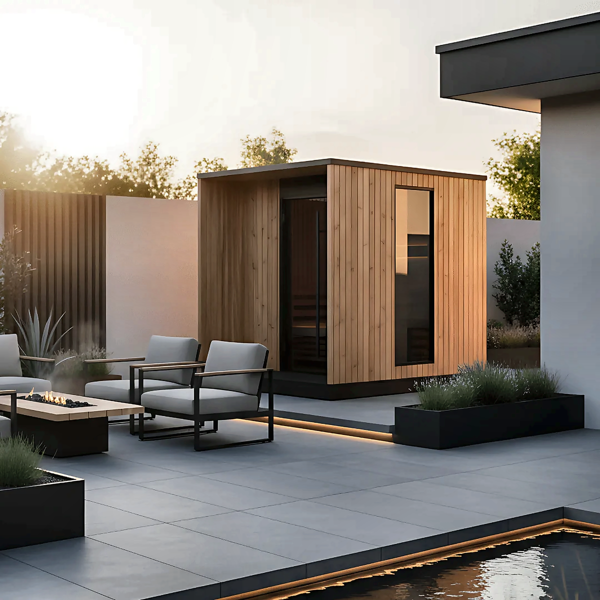 3–4 Person Modern CLT Outdoor Sauna with 9kW Heater