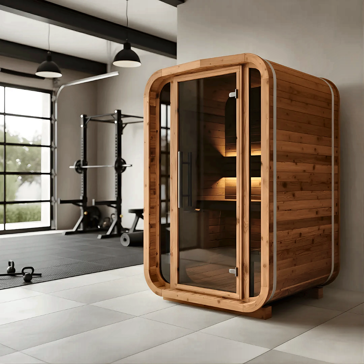 2 Person Indoor Cube Sauna with Thermo Spruce Construction