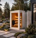 Compact Outdoor Sauna with Integrated Shower